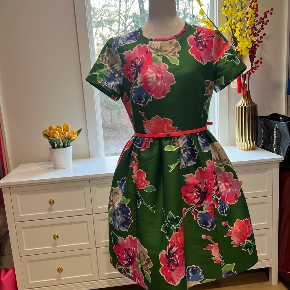 kate spade Green Floral Fit-and-Flare Dress